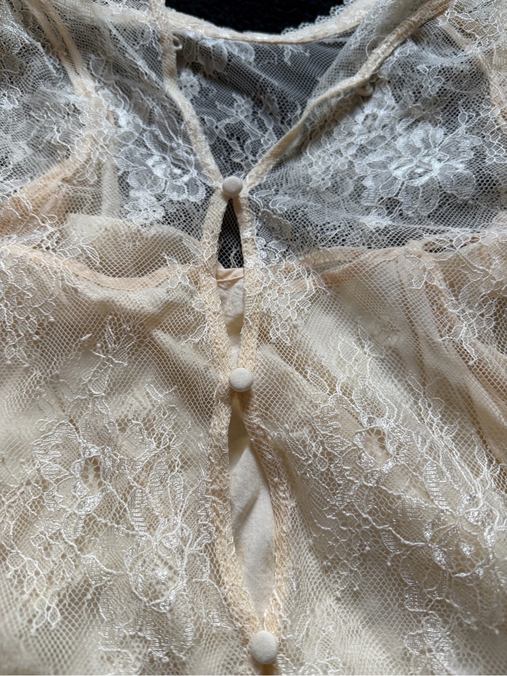 Free People Ivory Lace Puff-Sleeve Blouse - Picture 6 of 6
